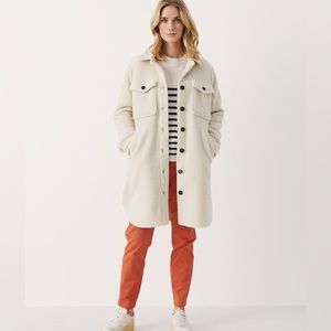 NWT Part Two Kerstin Oatmeal Cream Teddy Coat Shacket Size 6 Small